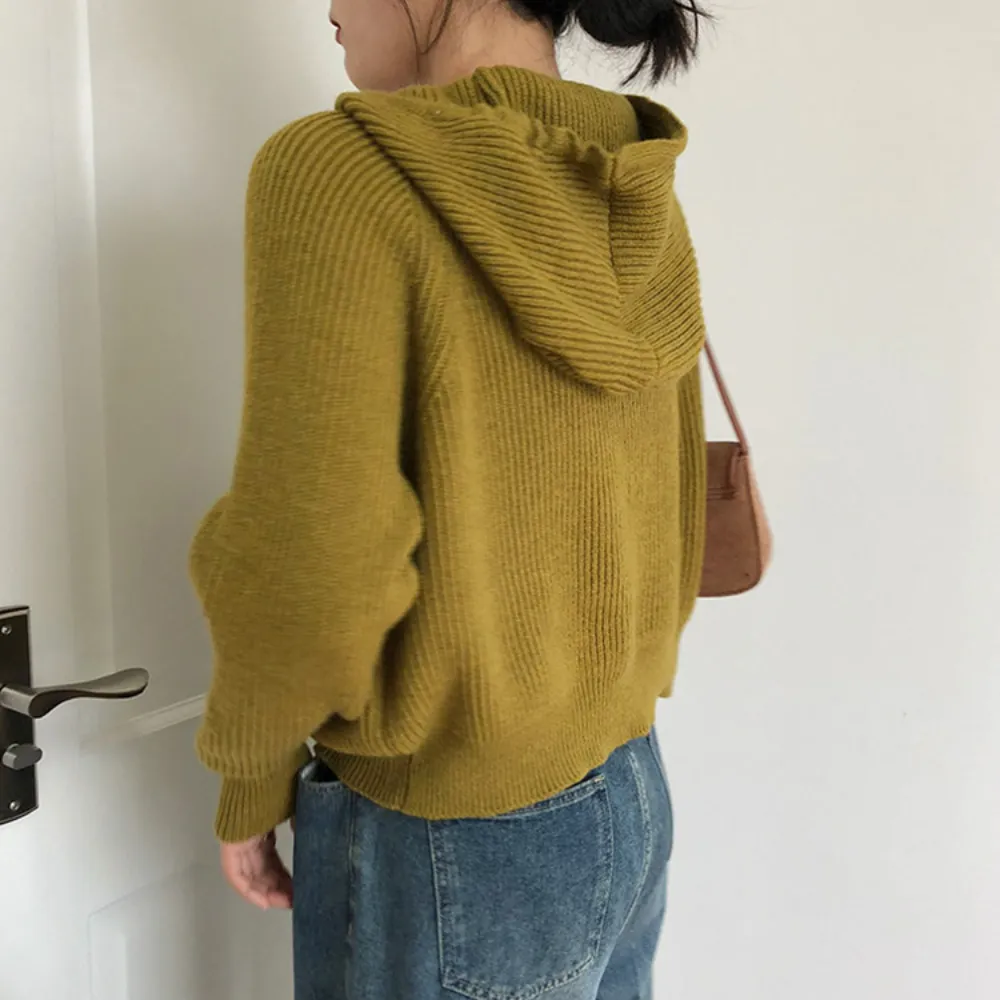 Womens Zipper Hooded Cardigan