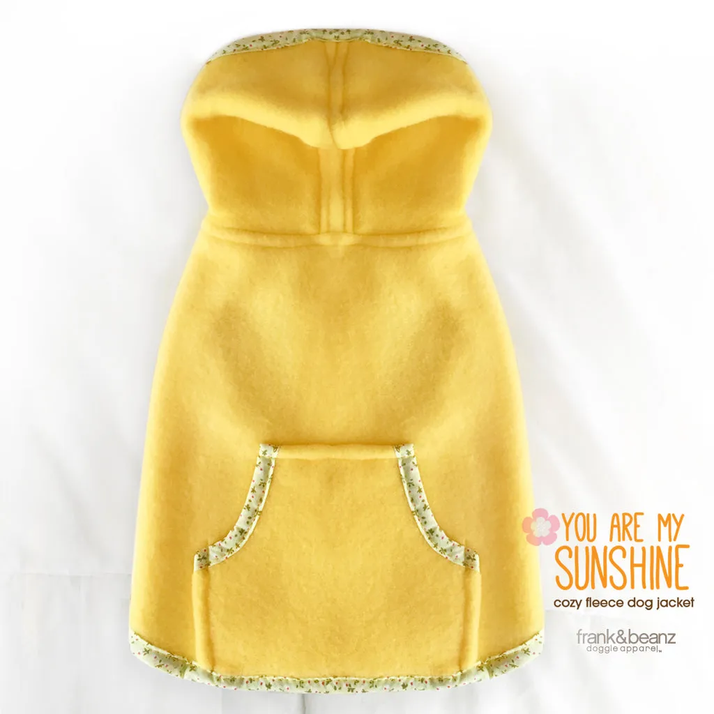 You Are My Sunshine Yellow Fleece Dog Hoodie